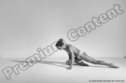 Nude Gymnastic poses Woman White Moving poses Slim long brown Dynamic poses Pinup